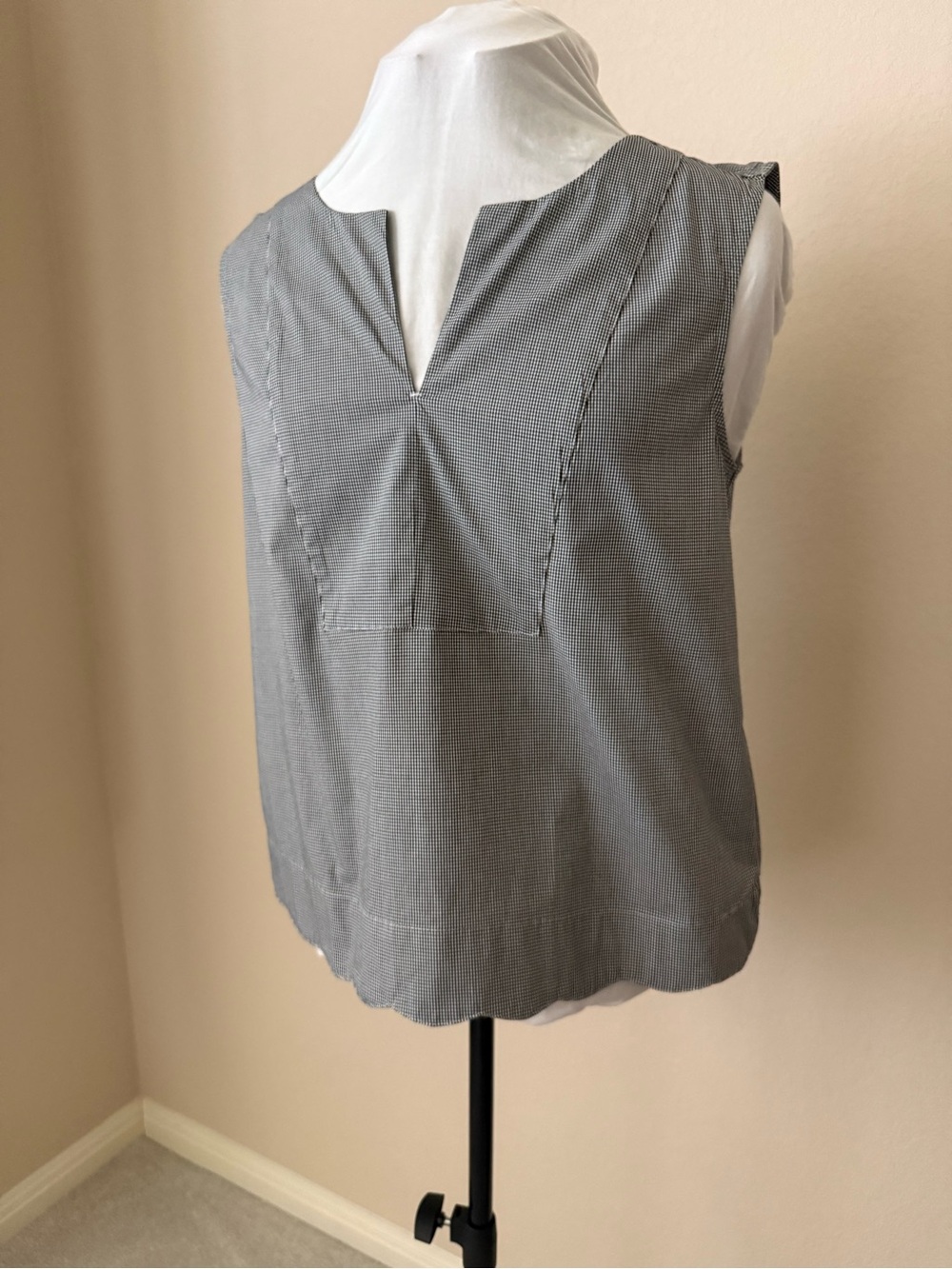 J. Crew Sleeveless Gray Gingham Shell Top